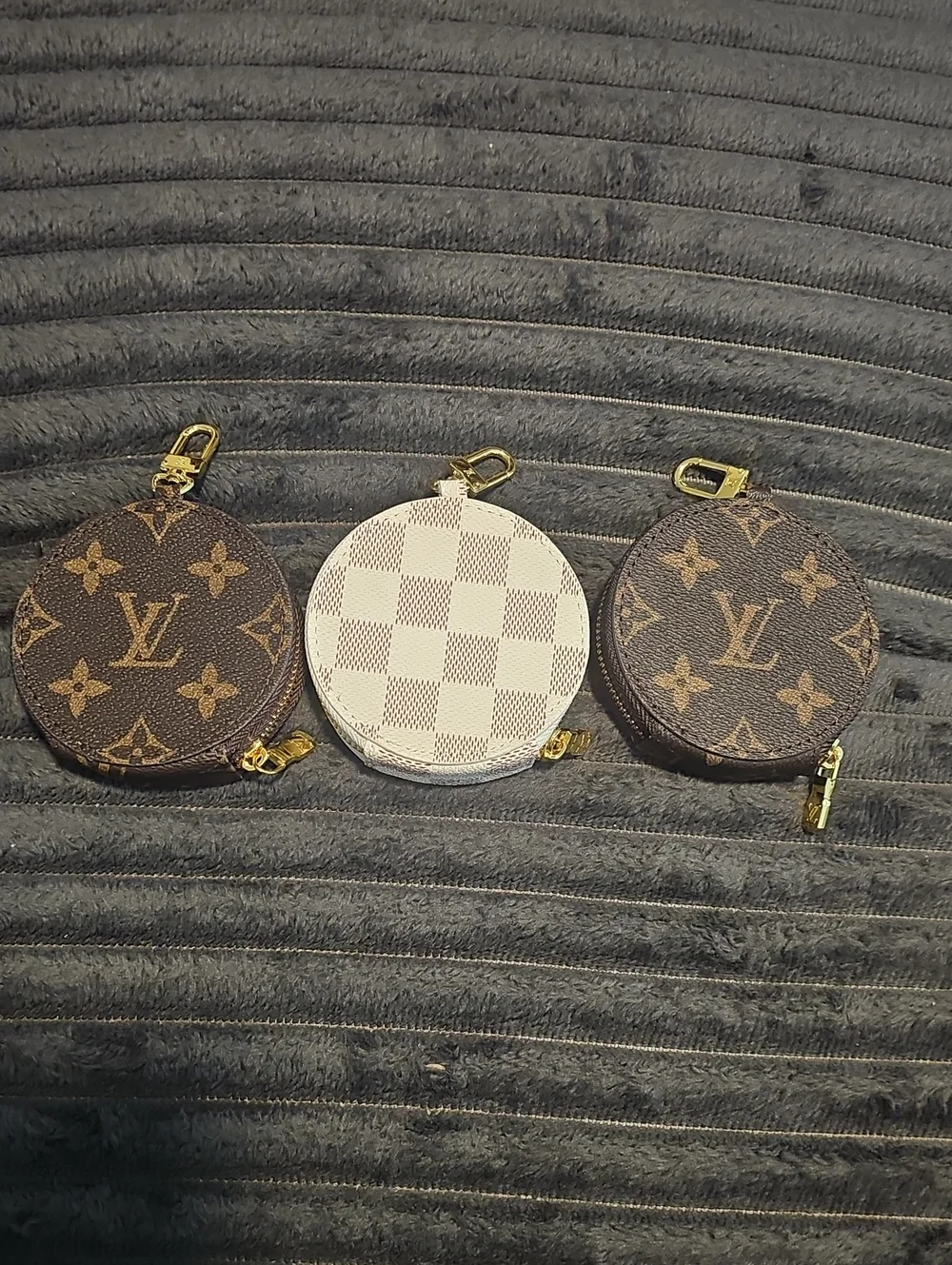 Round Coin Purse Set of 3 Brown & White BRAND New